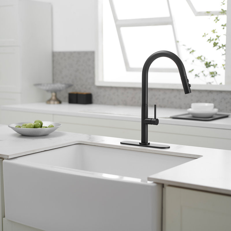 VIBRANTBATH Pull Out Kitchen Faucet, Matte Black