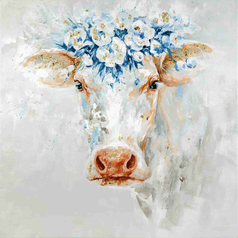 Leslye, fleur de vache sur toile, H 12 po x l 12 po x P 1 po