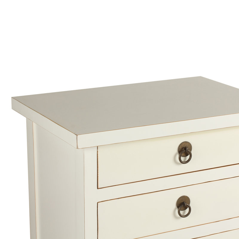 Table de bout à trois tiroirs, Blanc
