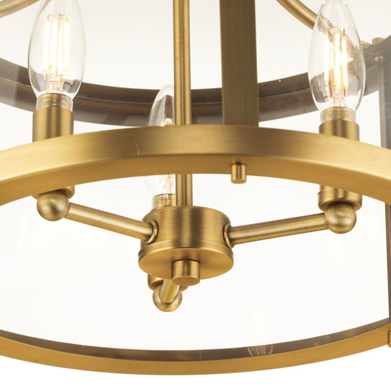 Gilliam 13" Vintage Brass and Glass Semi-Flush Mount Light