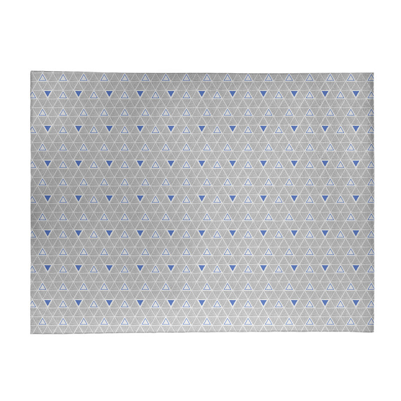 Tapis à triangles gris/mi-nuit du cadre bleu, Rectangle 5 pi x 7 pi