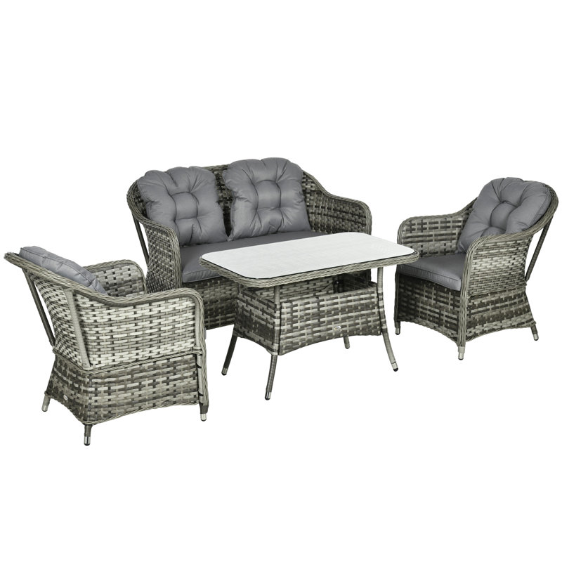 Brisseyda Rattan Wicker 4 - Person Seating Group with Cushions