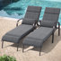 Chaise longue d'extérieur en acier thermolaqué avec coussins