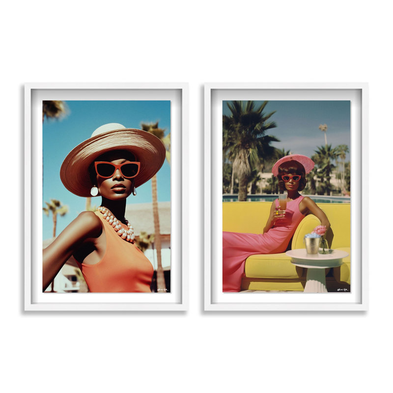 Stylish Spring Lady Set od 2 Shadowbox by Oliver Gal, 16.5" H x 11.5" W, White