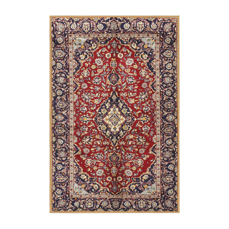 Tapis traditionnel rouge / noir Yusuke, Rectangle 2 pi x 3 pi