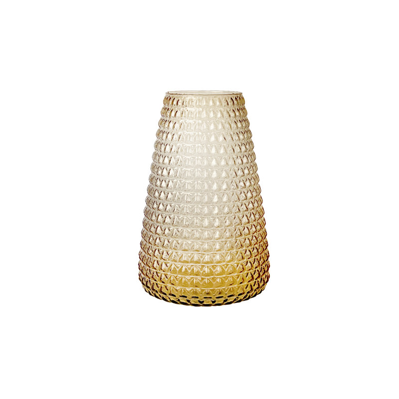 Dim Glass Table Vase, Light Amber, 30cm H x 19.5cm W x 19.5cm D