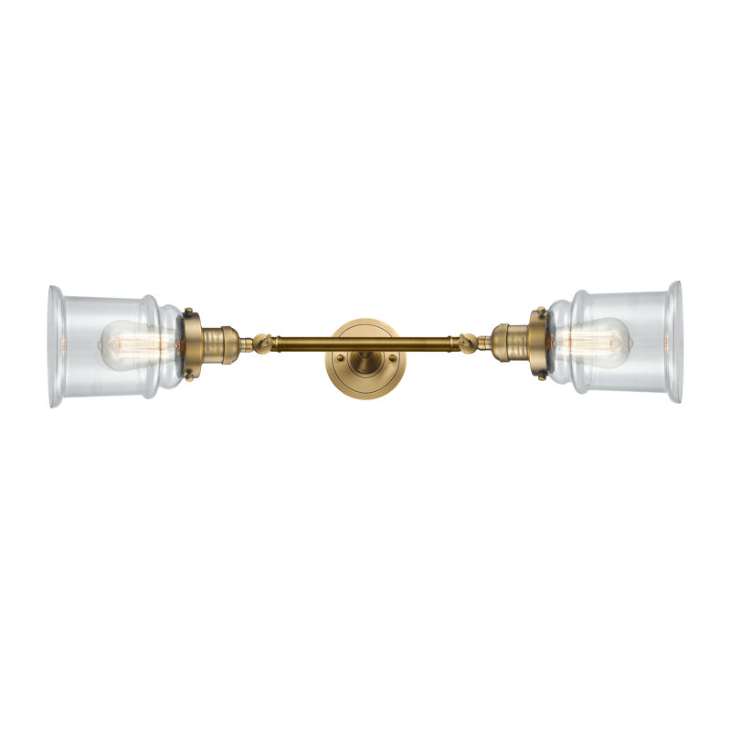 Éclairage de salle de bain à intensité variable 2 lumières Galaviz, Ampoule DEL 6 watts Vinage, Transparent, Laiton brossé