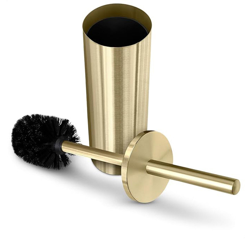 Brushed Gold Stainless Steel Toilet Brush and Holder Set