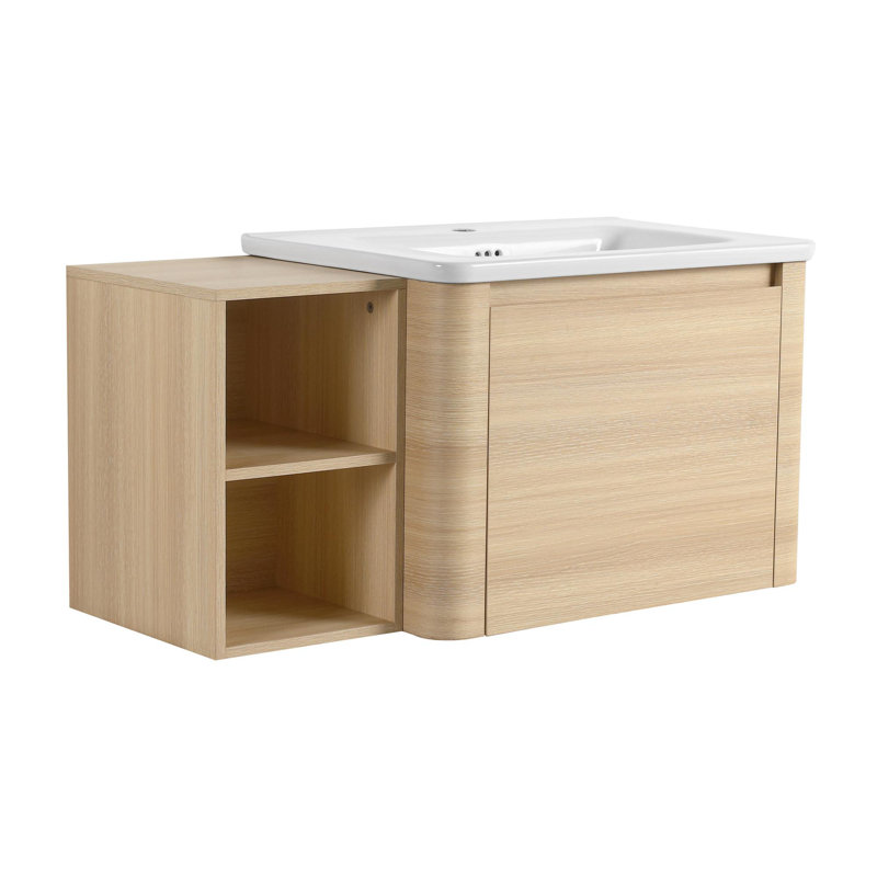 Meuble-lavabo mural avec lavabo en céramique blanche, 40"