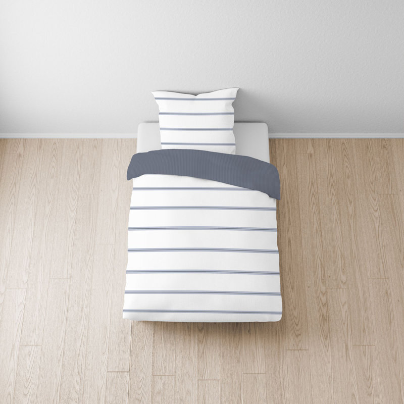 CINQUE Renforce bed linen 0041701 Rome, Queen Duvet Cover Set + 1 Pillowcase, Blue
