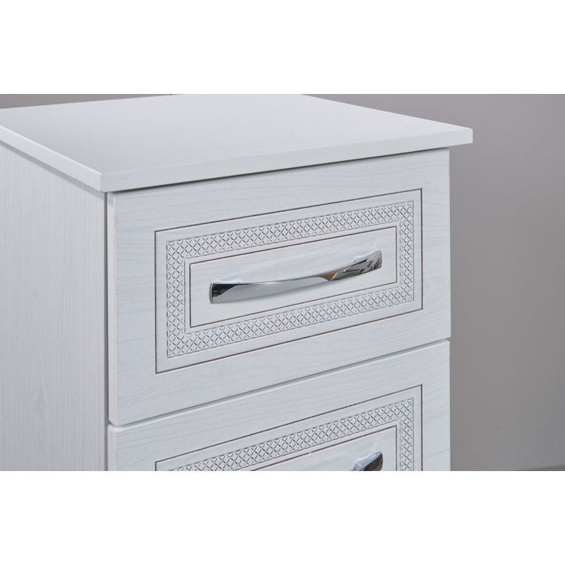 Fully Assembled Hawthorn 3 Drawer Bedside Table, Signature White