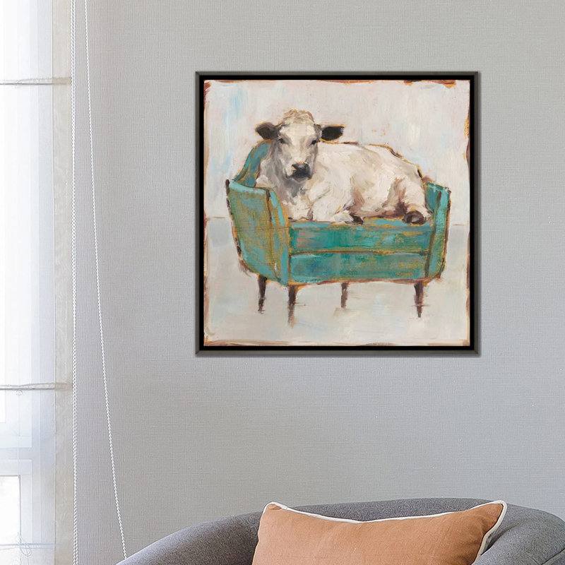 «Moo-ving in I» par Ethan Harper - Peinture, Toile tendue, H 26 po x l 26 po x P 1,5 po