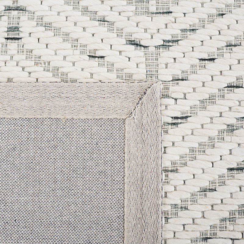 Tapis blanc en laine / polyester tissé à la main Manya, Rectangle 8 pi x 10 pi