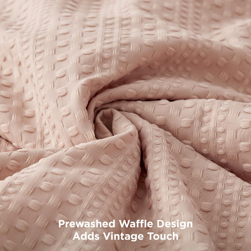 Bedsure Waffle Comforter Set Soft and Breathable Bedding Comforter Set, Queen Comforter + 2 Shams