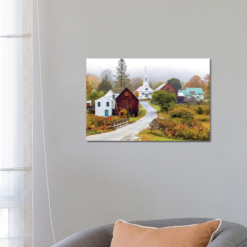 Waits River White Church,Vermont New England by Susanne Kremer - Wrapped Canvas Gallery-Wrapped Canvas Giclée