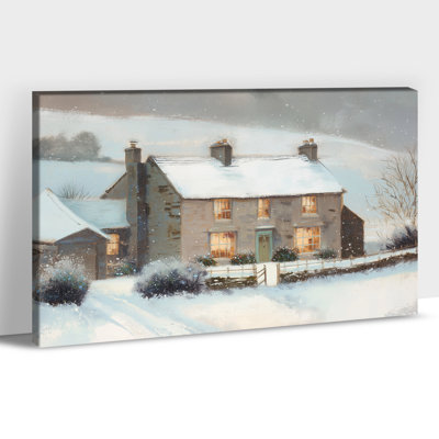 Art mural grand paysage d'hiver - Scène de neige hivernale, art mural, impression de scène hivernale pour le salon, toile encadrée de décoration murale Winter Wonderland, 32 po x 48 po