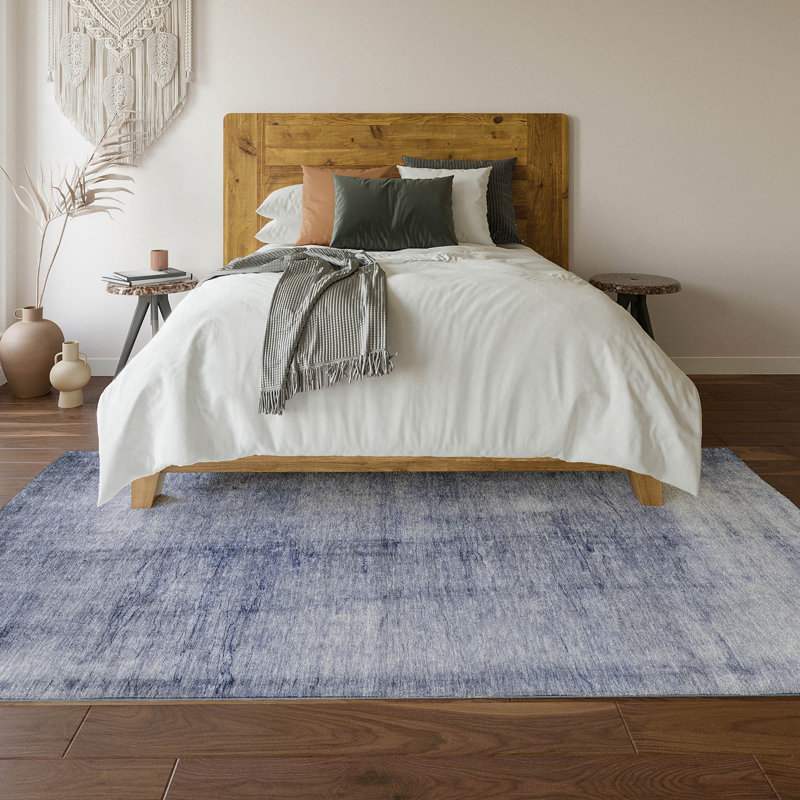 Addison Red and Navy Rectangular Washable Synthetic Rug
