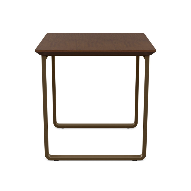 Gansett Waiting Reception End Table Metal Frame 20x20" High Pressure Laminate Top, Cocoa Walnut, Bronze
