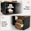 Bureau de direction en L de 78,7 po avec classeur et tiroirs, grand poste de travail d'ordinateur moderne avec tablettes de rangement, noyer clair + noir