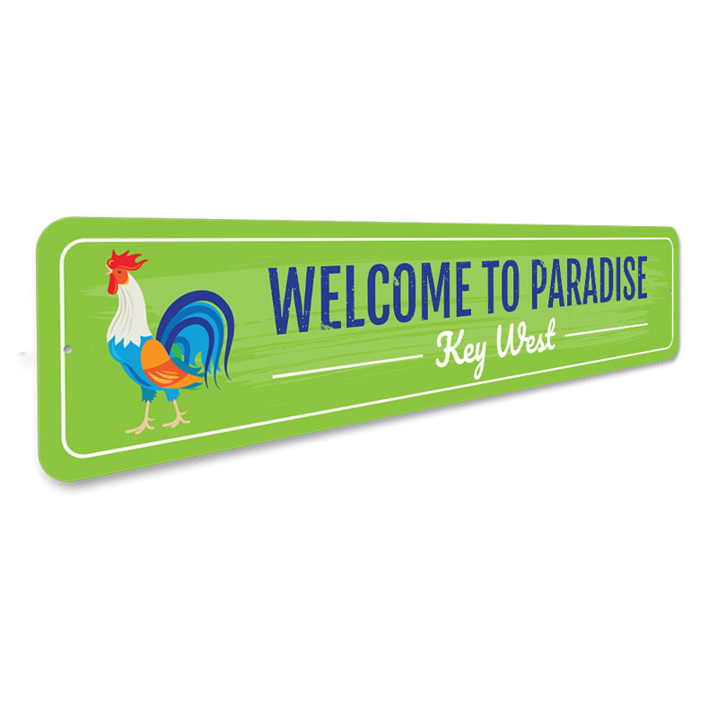 Panneau en aluminium Welcome To Paradise Beach House, panneau en aluminium Keywest, H 4 po x l 18 po x P 0,04 po
