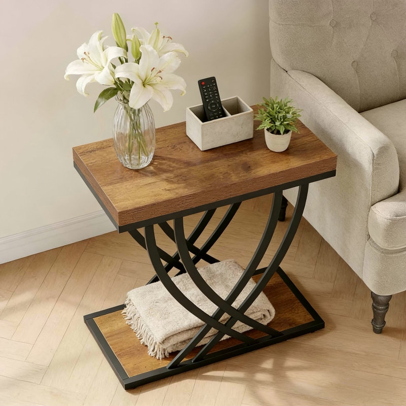 Table d'appoint moderne, table de chevet à 2 niveaux, table de bout, table basse