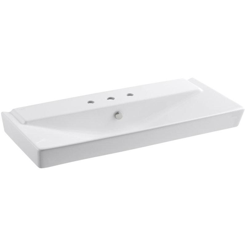 Lavabo de salle de bain 40 po avec trop-plein Rêve Fireclay, Blanc