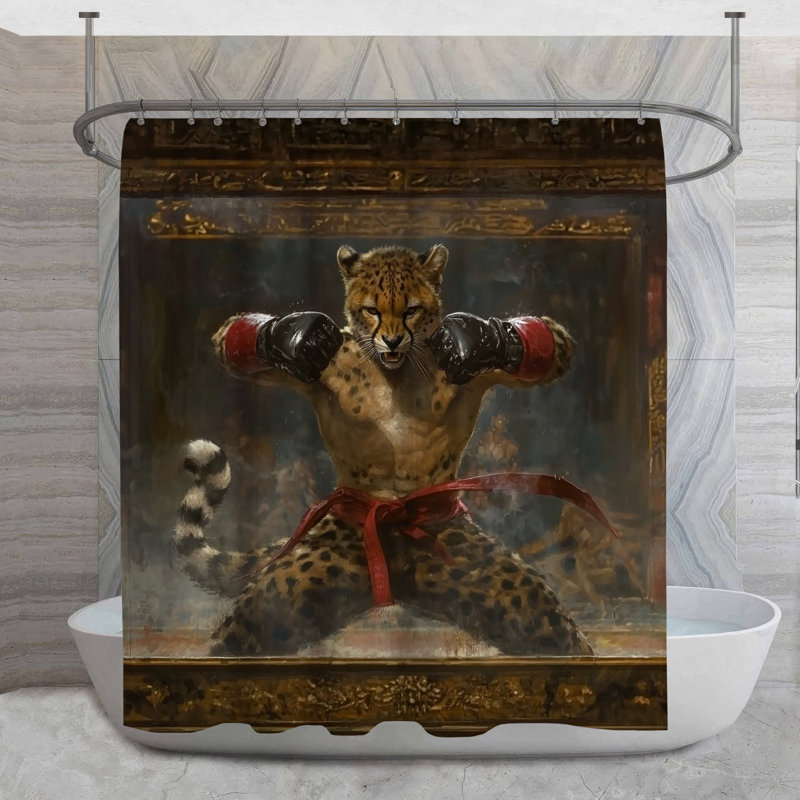 Rideau de douche Boxing Cheetah - Animal, H 73 po x l 70 po