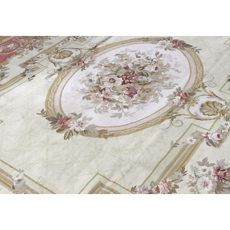Hand-Knotted High-Quality Beige and Pink Area Rug