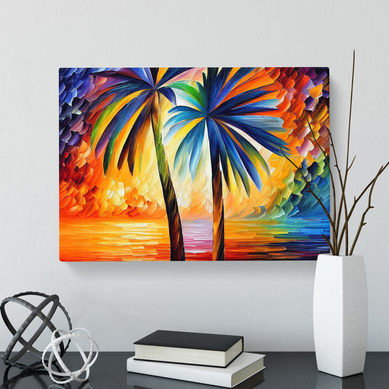 Palm Tree Painting Vol.1 Abstract - Wrapped Canvas, 50cm H x 76cm W x 3cm D