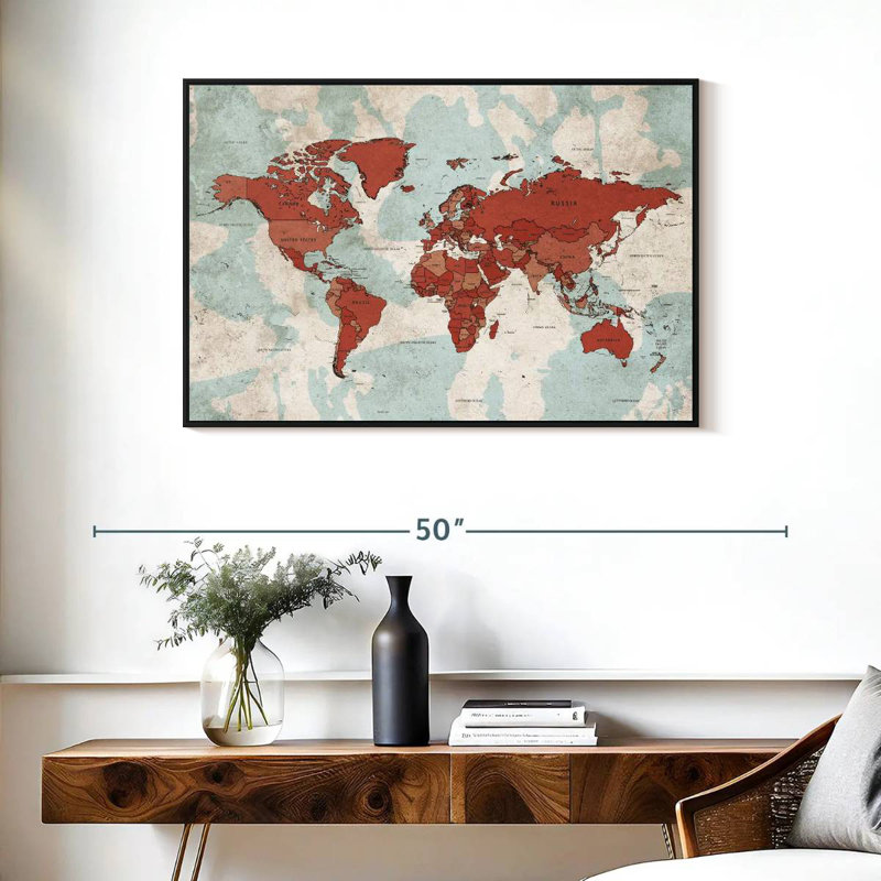 Keiri Aged World Map XII, 25" H x 37" W