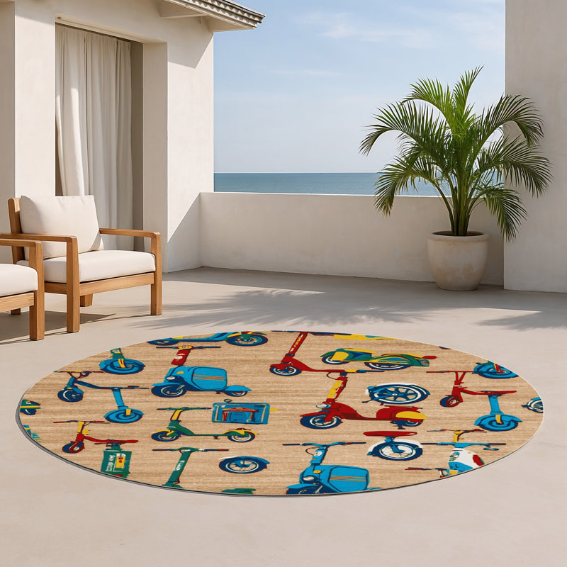 Tapis intérieur et extérieur brun Transport, Rond 5 pi