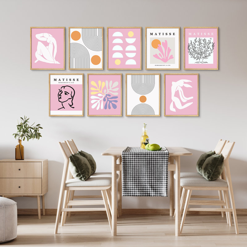 "Mid Century Modern Rose Matisse Boho, H 14 po x l 11 po, Naturel