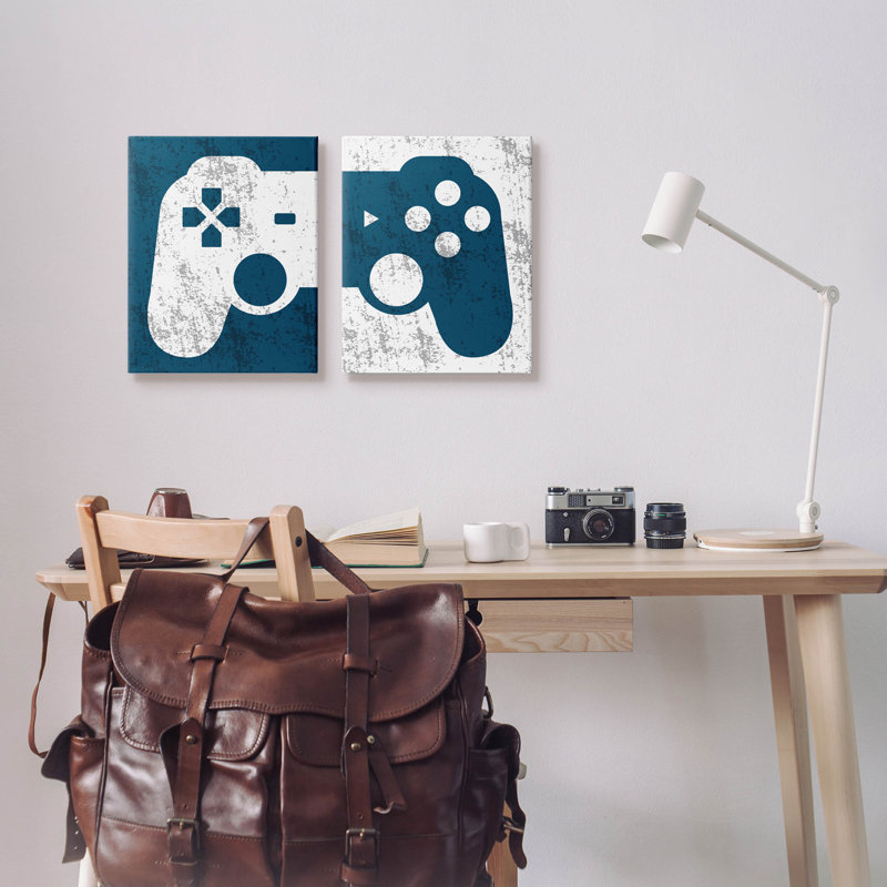 Ensemble de jeu vidéo sur toile 2 pièces par Kim Allen, H 20 po x l 32 po x P 1,5 po