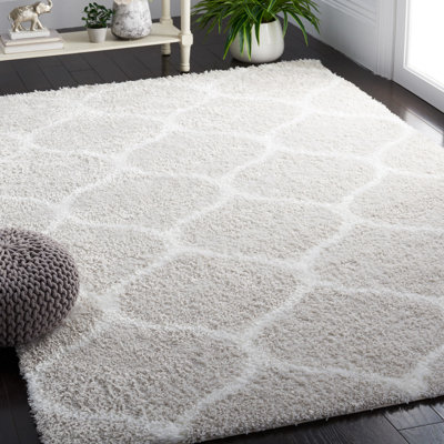 Tapis géométrique argenté / blanc Eversyn
