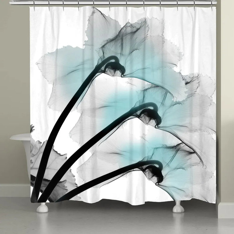 Rideau de douche simple, H 71 po x l 72 po, Fleur d'orchidée Ryelle