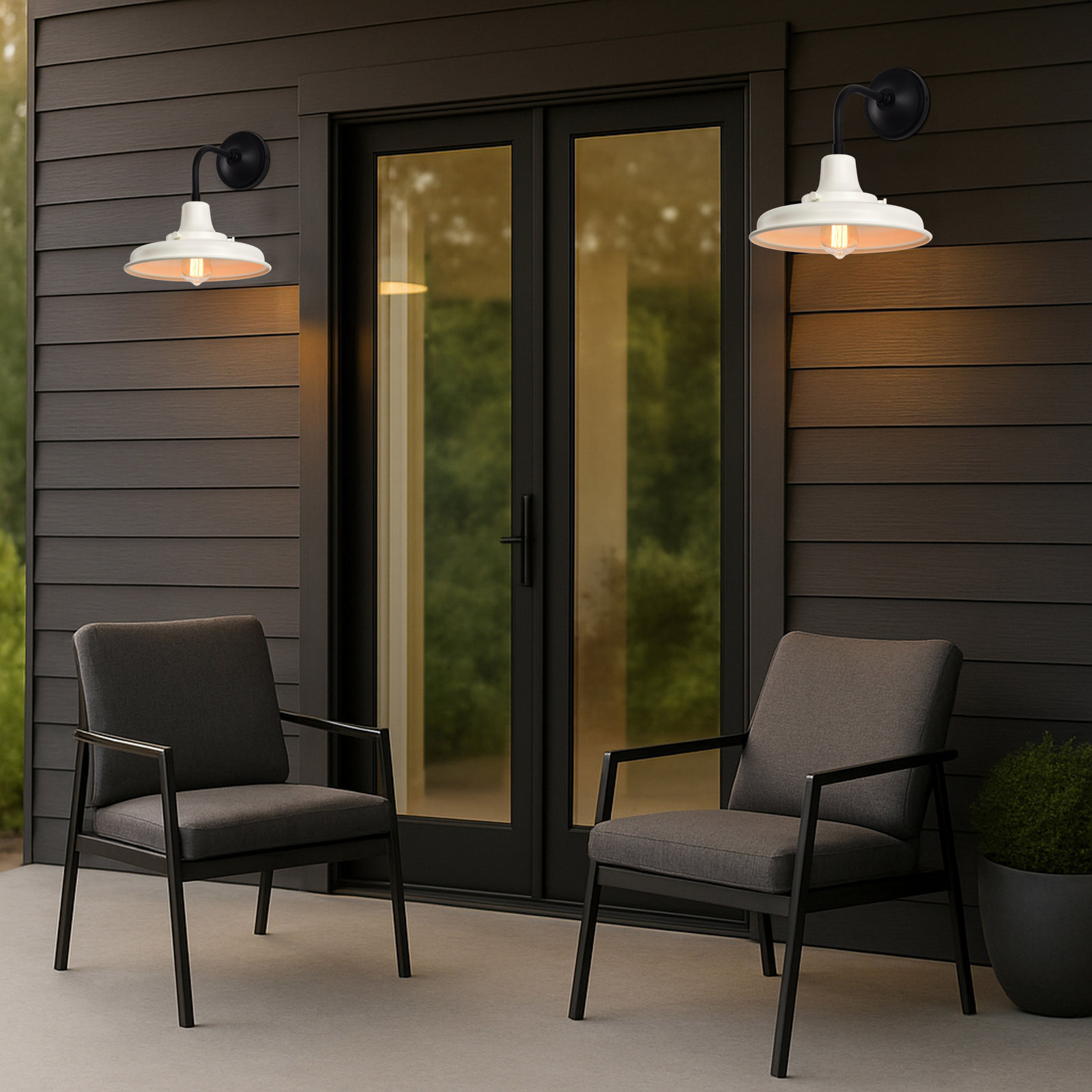 Ander Outdoor Wall Lantern, Black, 13.38'' H x 12'' W x 13.55'' D, White