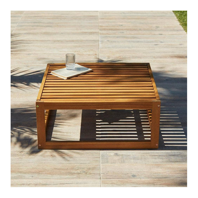 Rimasha Rowan Wooden Garden 2 Armchairs & Coffee Table - Natural