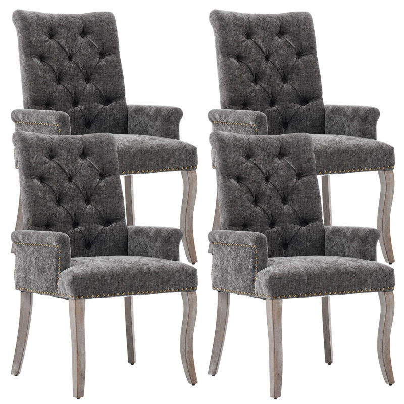 Chaises de salle à manger rembourrées Seita, 4, Gris