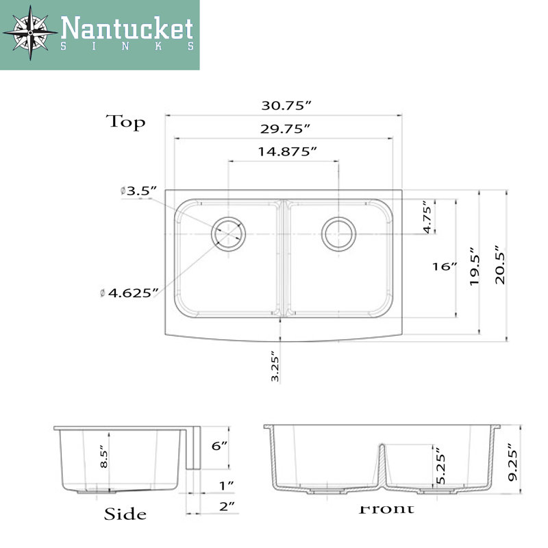 31'' L Single Bowl Acrylic Kitchen Sink
