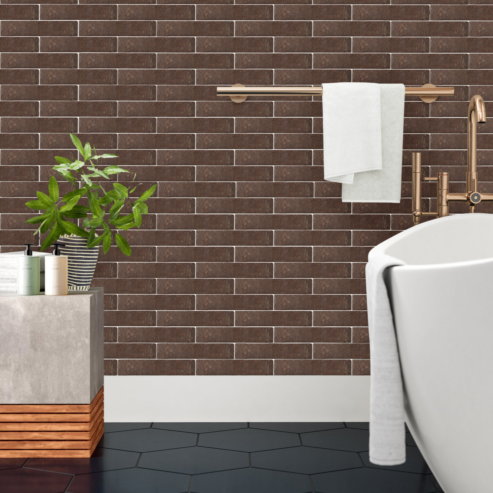 Montello 2" x 10" Porcelain Brick Look Tile, Rouge