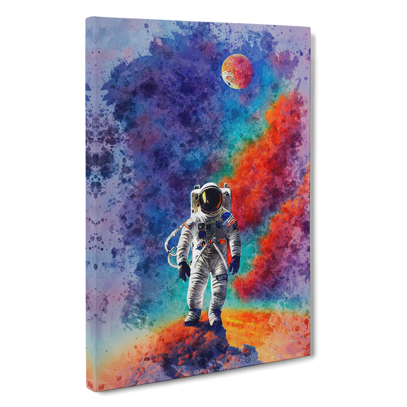 Astronaut In Watercolour No.1 - Wrapped Canvas Print, 50cm H x 35cm W x 3cm D