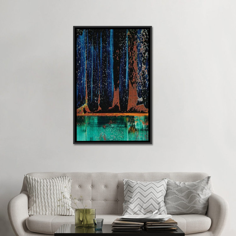 « intergalactic », reproduction sur toile, H 26 po x l 18 po x P 1,5 po, Toile avec cadre flottant noir, Pas de tapis