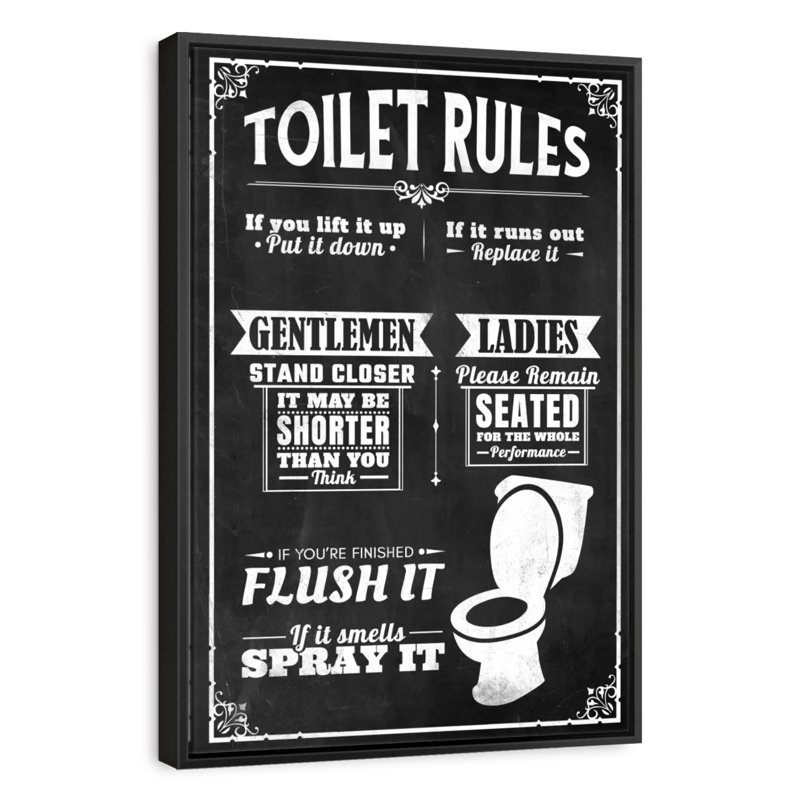 His and Hers Bathroom Rules, Cadre flottant noir, 21 po x 31 po
