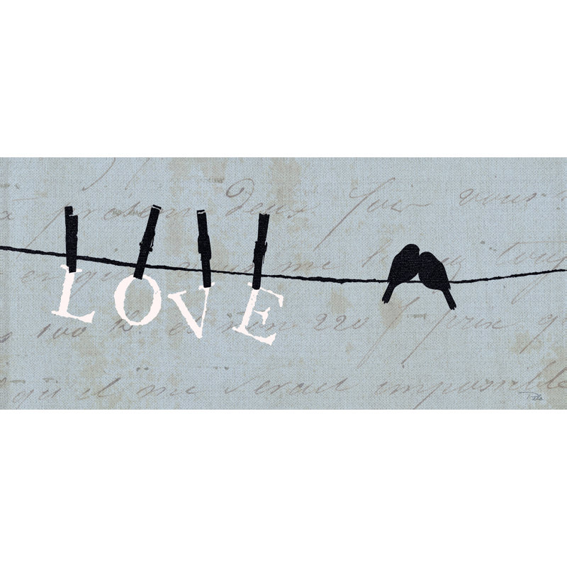«Birds on a Wire Love» par Alain Pelletier, reproduction d'art graphique sur toile tendue