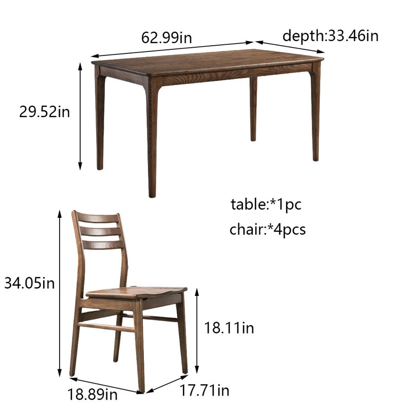 Simple log dining table and chair combination, 5