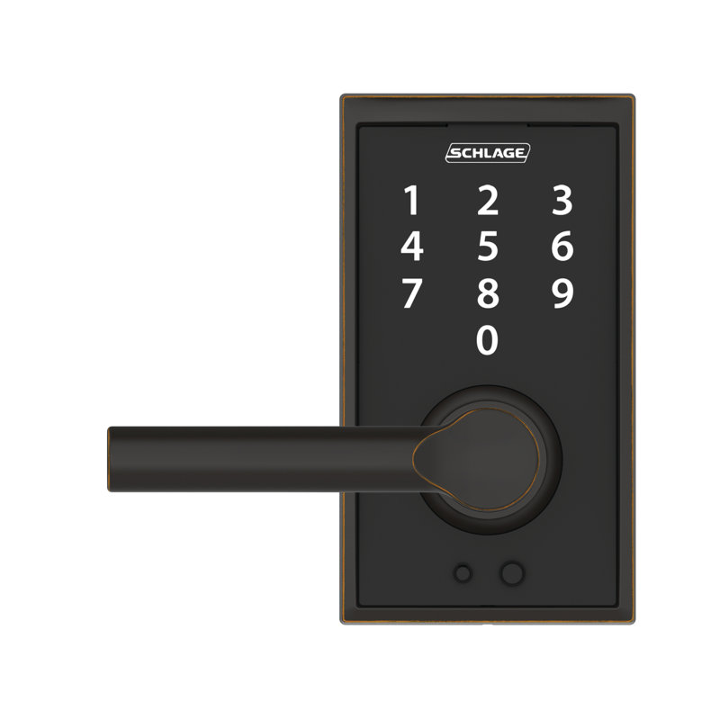 Schlage Touch Keyless Touchscreen Lever with Century Trim and Broadway Lever, Aged Bronze