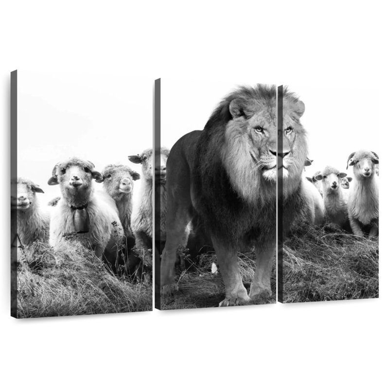 Brampt Lion Among Sheep, 48" H x 74" W