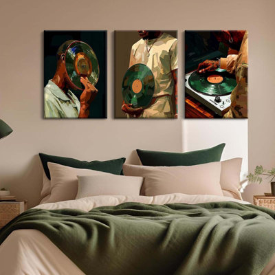 Black Man Wall Art African American Men Canvas Wall Decor Black People DJ Poster Hip Hop Prints Music Pictures Fashion Male Artwork Culture Painting For Bedroom Living Room 16X24x3 Inch Ready To Hang