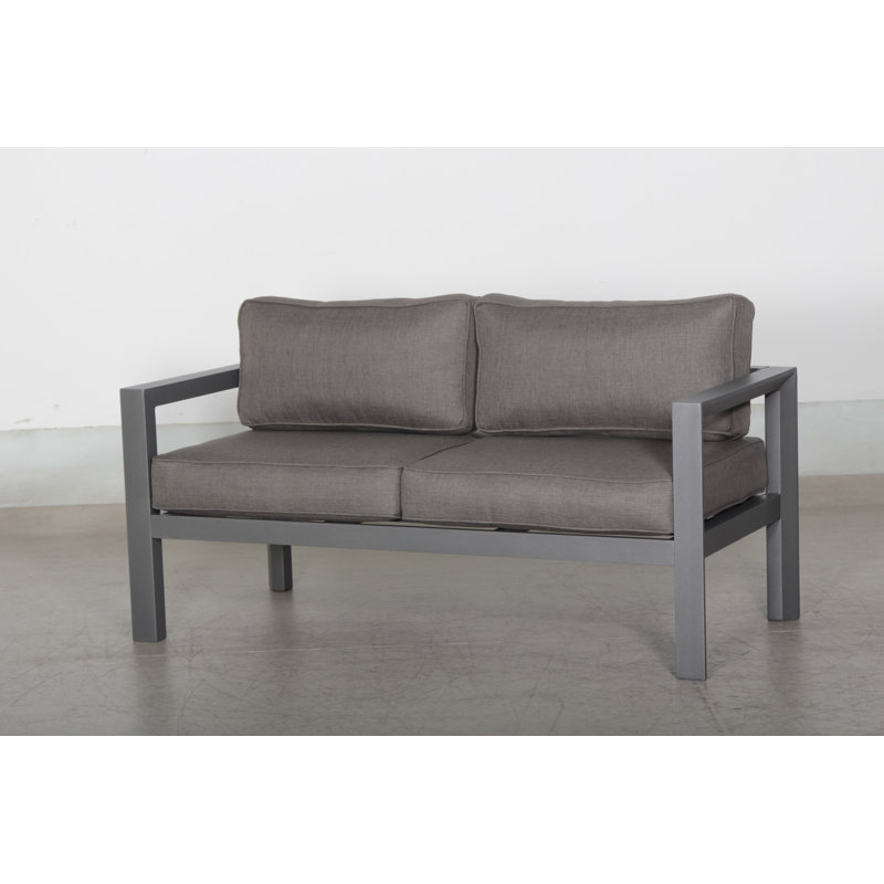 Causeuse de patio avec coussins Abygayle, Gris anthracite