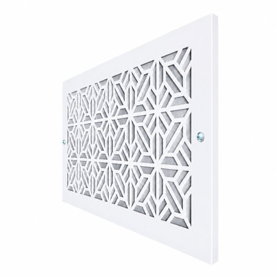 Stellar Air White Wall And Ceiling Registers With Brass Screws- 6x6 (Duct Opening) 8x8 Overall Size - Spring Tile